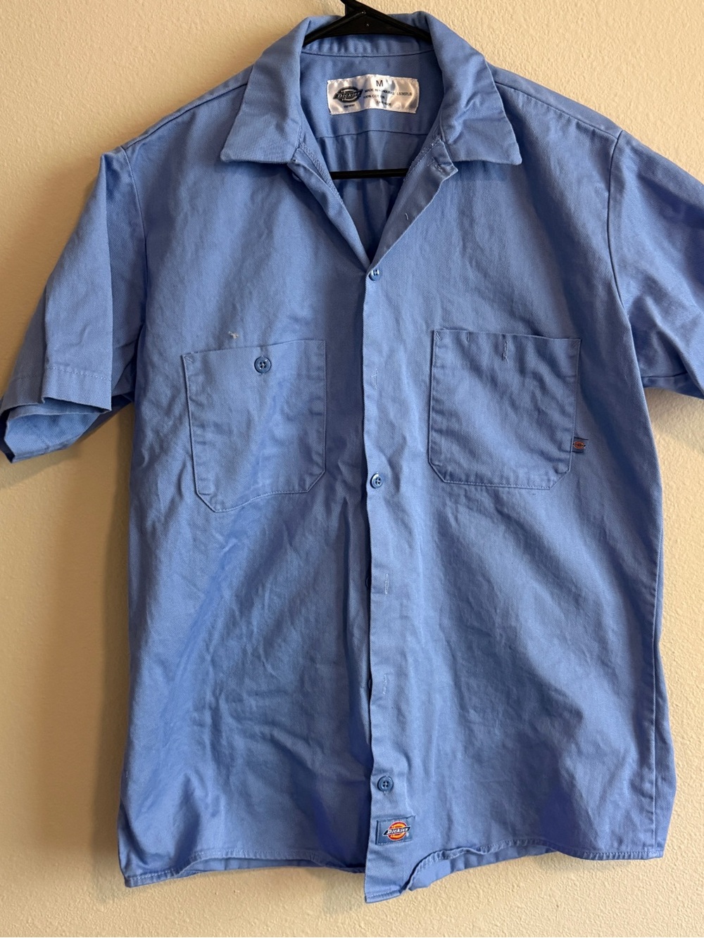 Dickies Men's Short Sleeve Button-Down Shirt in Light Blue